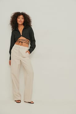 Long Sleeve Linen Blouse Outfit.