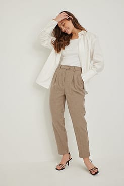 Ankle Length Flannel Suit Pants Outfit.