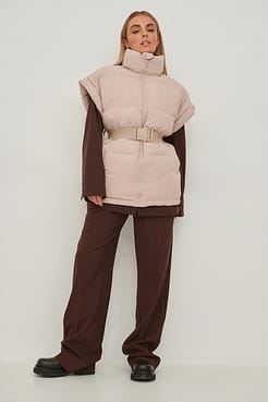 Recycled Belted Padded Vest Outfit.
