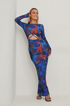 Twist Strap Long Sleeve Dress Outfit.