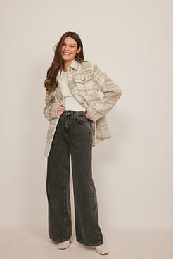 Checked Belted Overshirt Outfit.