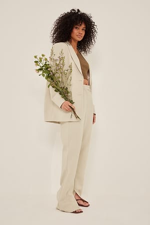 Organic One Shoulder Crop Rib Top Outfit.