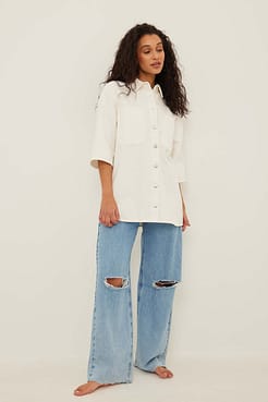 Short Sleeve Oversized Shirt Outfit.