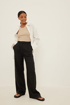 Linen wide leg Pants Outfit.