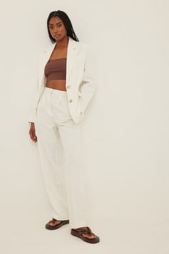 Ribbed Cropped Tube Top Outfit.