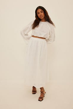 Elastic Waist Anglaise Blouse Outfit