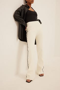Contrast Seam Flared Pants Outfit