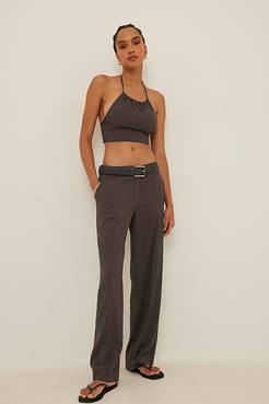 Tie Halterneck Cropped Top Outfit.
