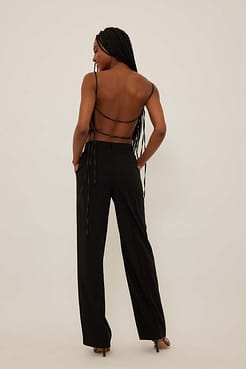 Tie Detail Satin Top Outfit.