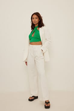 Halterneck Shiny Top Outfit.