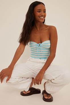 Striped Fine Knitted Tube Top Outfit.