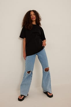 Round Neck Oversized Tee Outfit.
