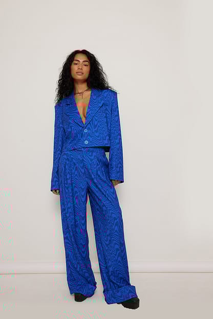 Swirl Blue Print Blazer court