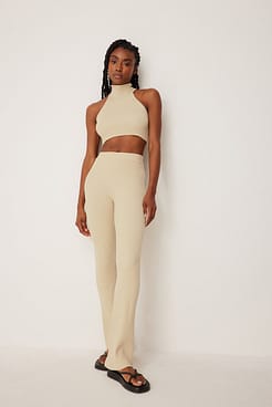 Ribbed Halterneck Top Outfit