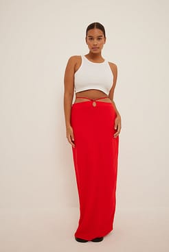 Strap Detailed Cut Out Midi Skirt Outfit