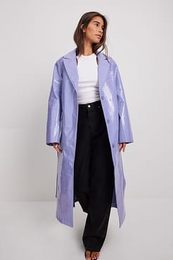 Belted Croco PU Coat Outfit