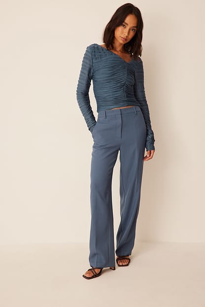Blue Pantalon de costume décontracté
