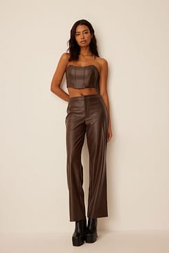Bandeau PU Corset Outfit