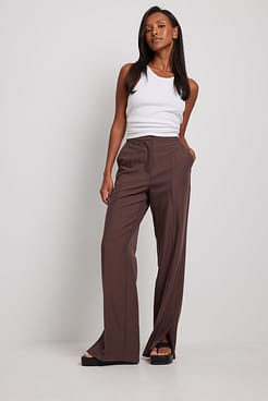 Tailored Side Slit Suit Pants Outfit