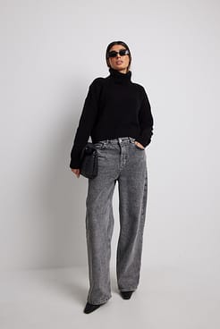 Cable Detail Oversized Knitted Sweater Outfit.