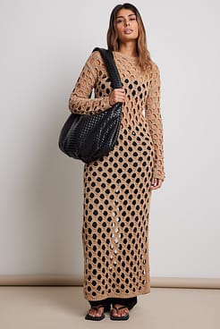 Hole Knitted Maxi Dress Outfit
