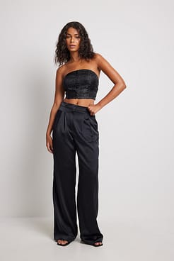 Cropped Jacquard Tube Top Outfit