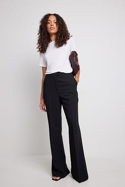 Recycled Wide Leg Back Slit Suit Pants Outfit