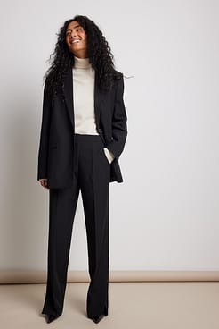 High Neck Fine Knitted Sweater Outfit
