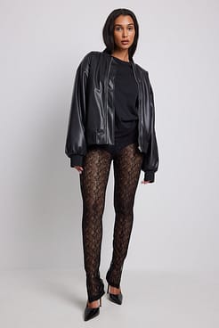 Lace Slit Detail Leggings Outfit.