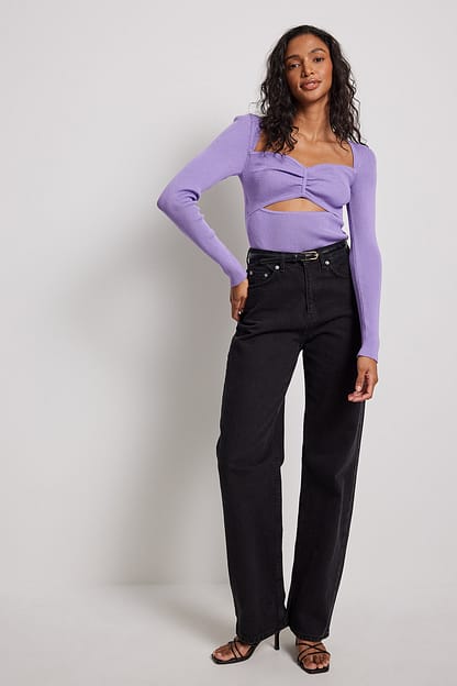 Lilac Haut en maille fine à découpes