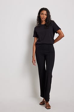Seam Detail Bootcut Trousers Outfit
