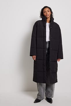 Square Padded Long Jacket Outfit
