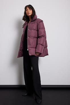 Down Blend Removable Sleeves Padded Jacket Outfit