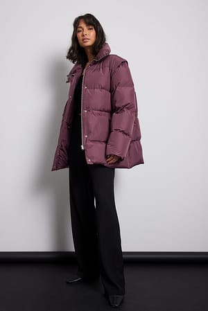 Down Blend Removable Sleeves Padded Jacket Outfit