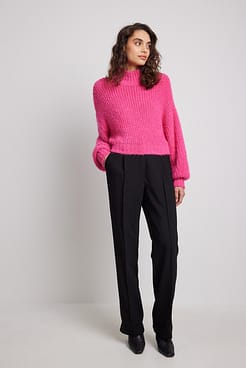 Fluffy Knitted Turtleneck Sweater Outfit