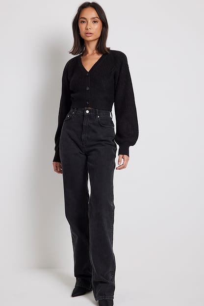 Black Cardigan court en maille lurex