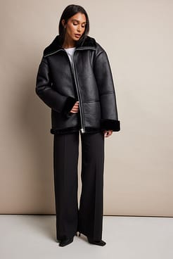Bonded High Collar Jacket Outfit.