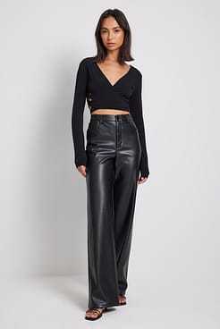 Wrap Butterfly Detail Cut Out Top Outfit