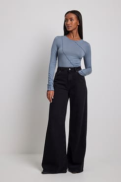 Thin Jersey Seam Detail Top Outfit.