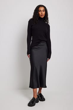Long Satin Skirt Outfit.