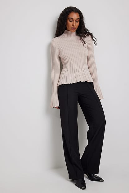 Light Beige Haut volanté en maille