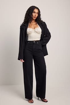 Pearl Detail Satin Corset Top Outfit