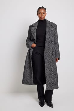 Straight Herringbone Coat Outfit