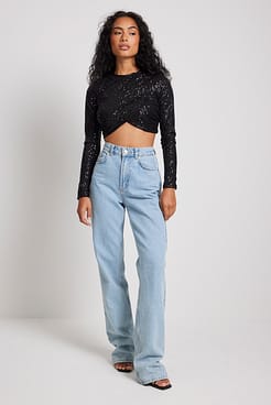 Pleated Sequin Top Outfit