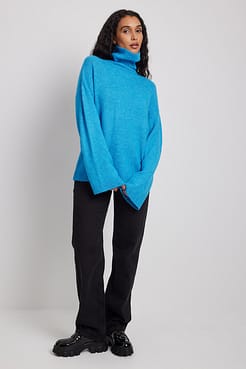 Knitted High Neck Sweater Outfit