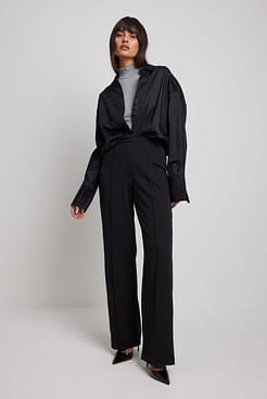 Fitted Wide Leg Suit Pants Outfit.