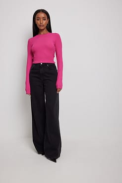 Open Back Rib Lace Detail Top Outfit