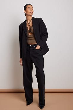 Long Sleeve Strappy Front Top Outfit.