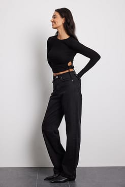Drawstring Cut Out Top Outfit.