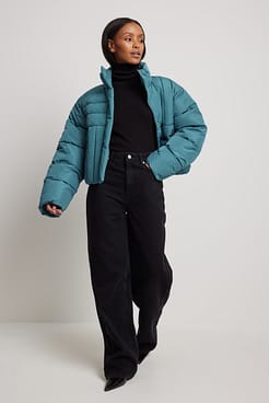 Quilted Detail Padded Jacket Outfit.